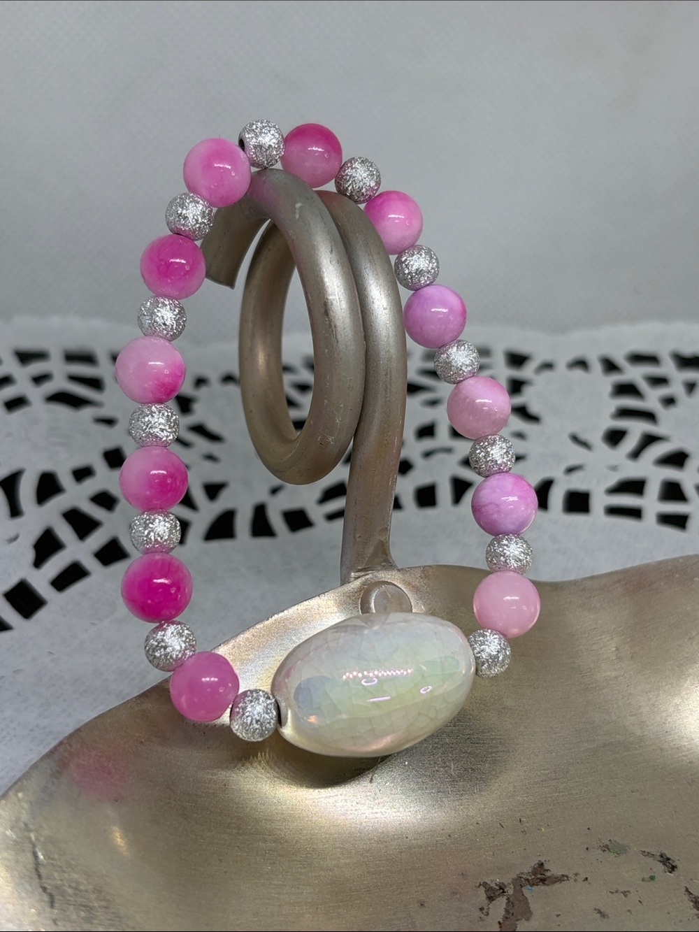 PINK JADE Romantic Bracelet French Countryside Rustic Luxe Boho - Picture 2 of 5